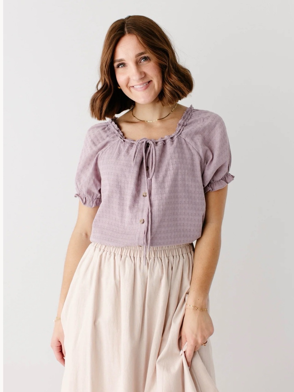 Main Street Exchange Skylar Textured Button Down Top